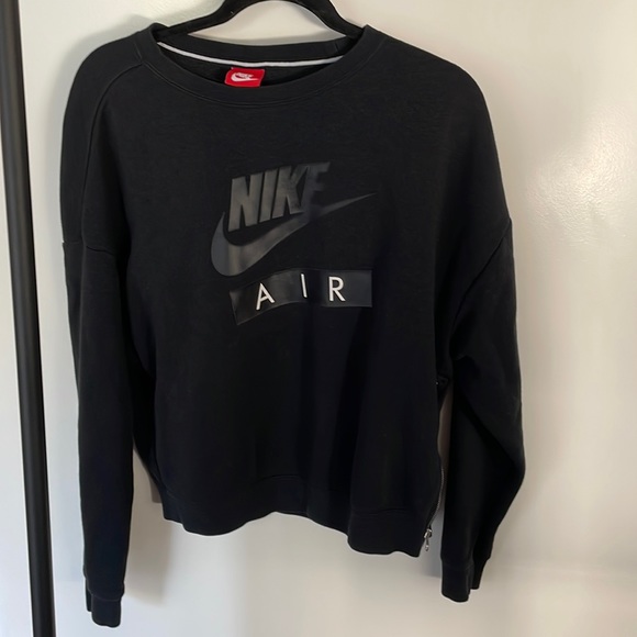 Nike Tops - Nike Air one (hem) side silver zipper black sweatshirt size small